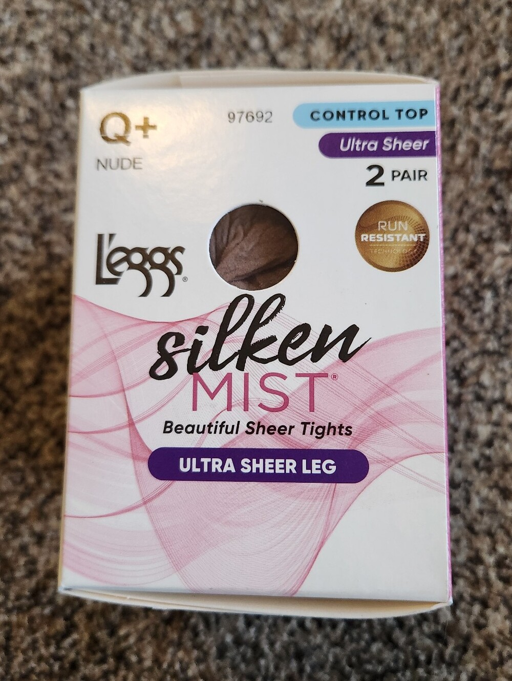 L'eggs Silken Mist Ultra Sheer Control Top Tights Nude Q Full Toe 2 Pair XL NIB